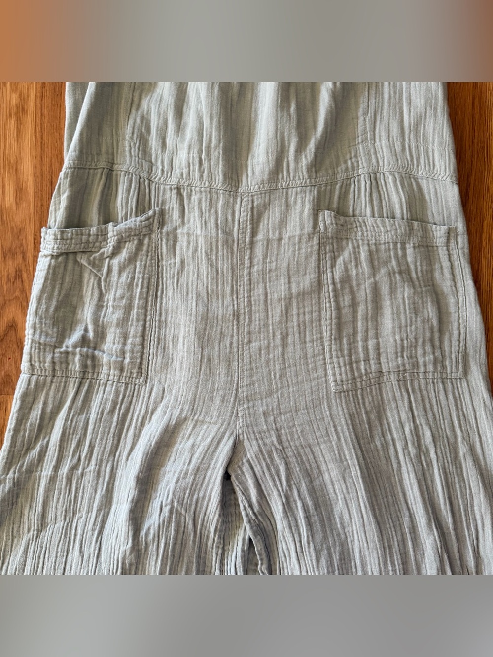 Natural Life Womens XL Light Grey Cotton Gauze Wide Leg Overalls Pockets Granola - Picture 4 of 8